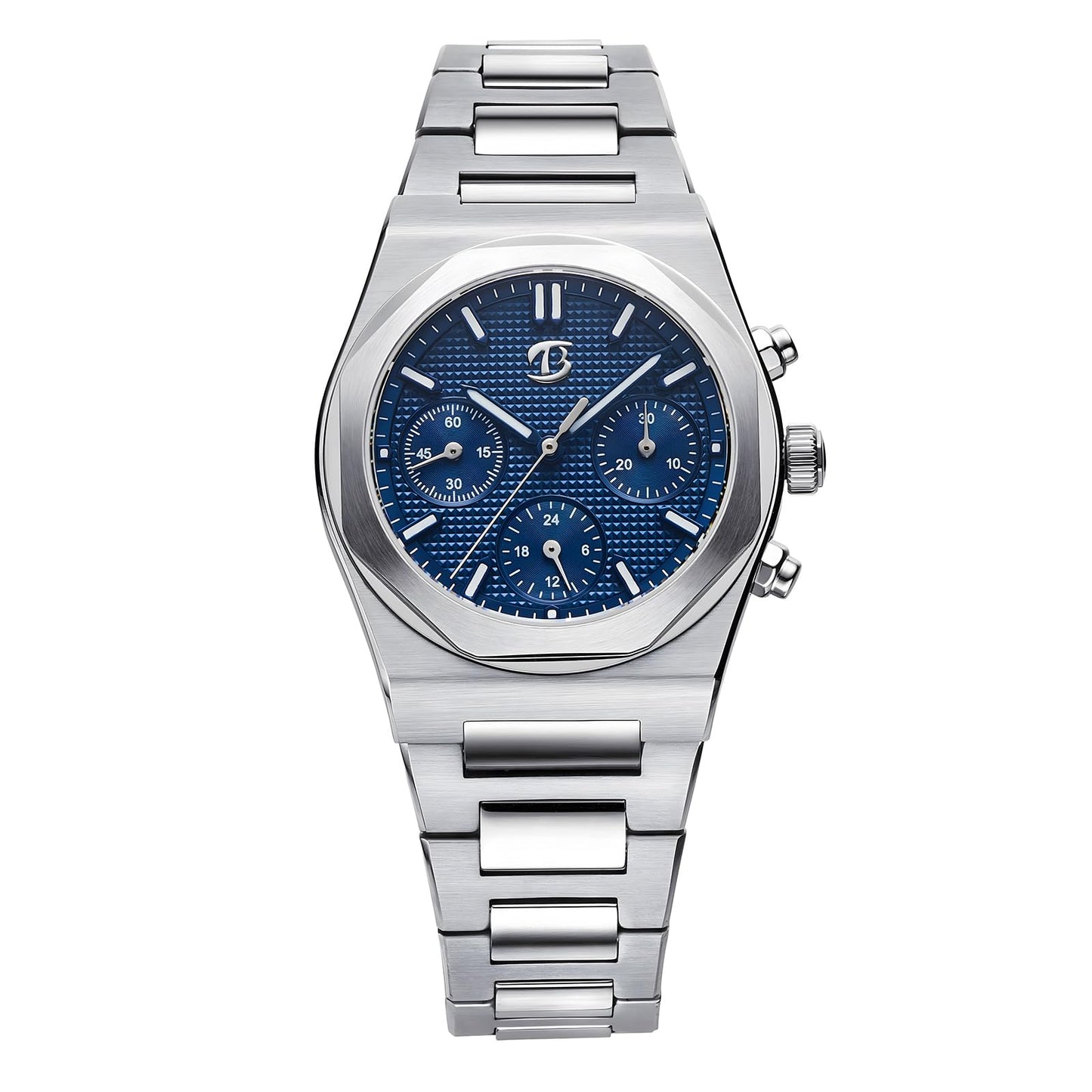 BETTIMER Men's Mechanical Chronograph Wristwatch with ST1903 Movement - 38.5mm 316L Stainless Steel Sapphire Luminous Manual Winding Chronograph Watches for Men